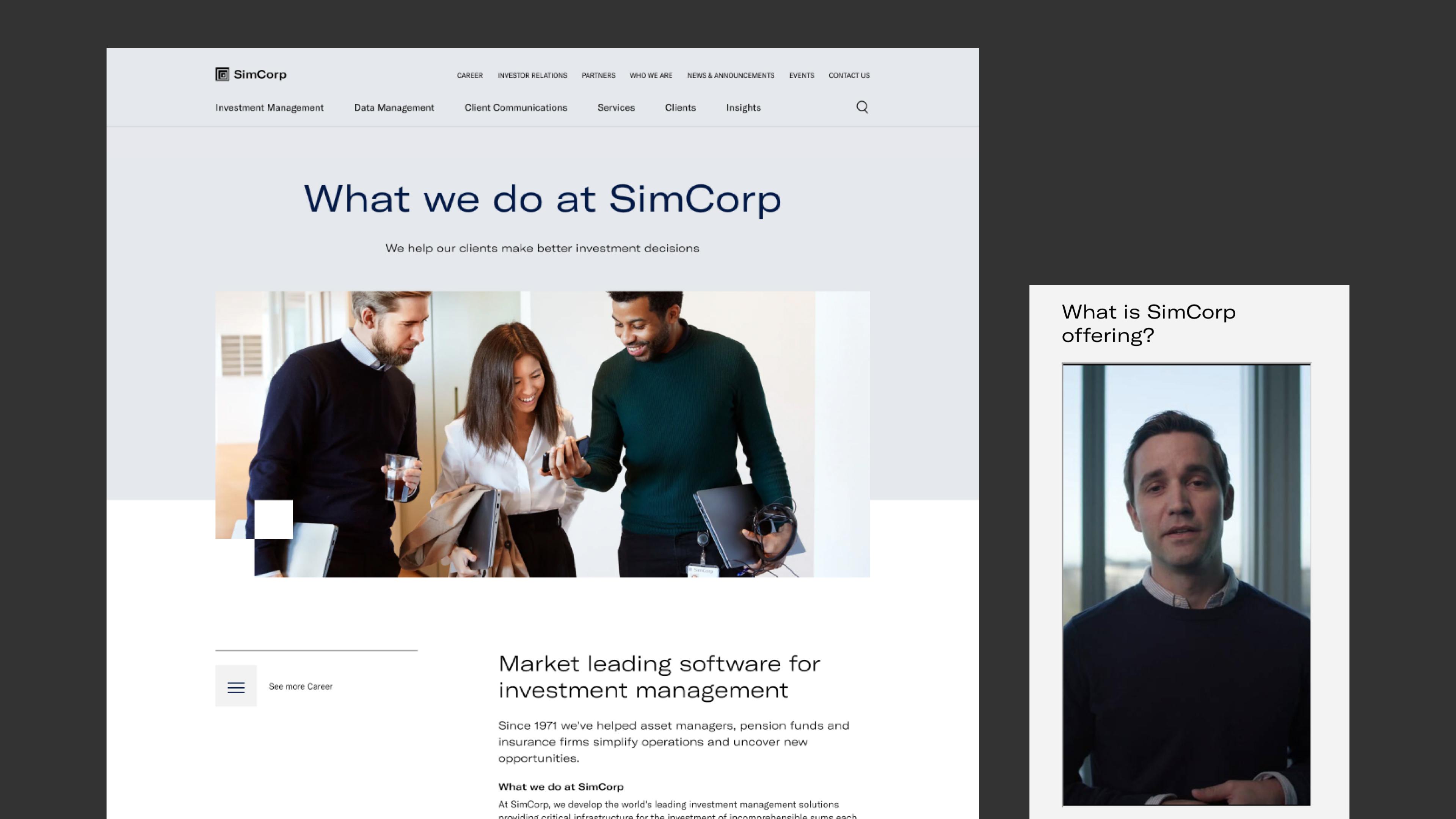 Screenshots from the web solution in desktop and mobile view