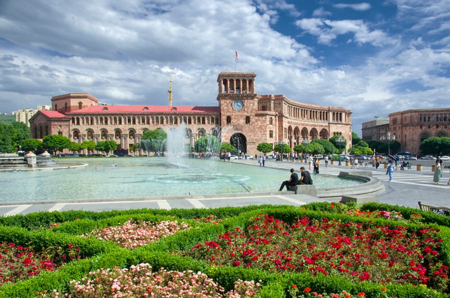 Government house on the Square of the Republic. Yerevan, Armenia