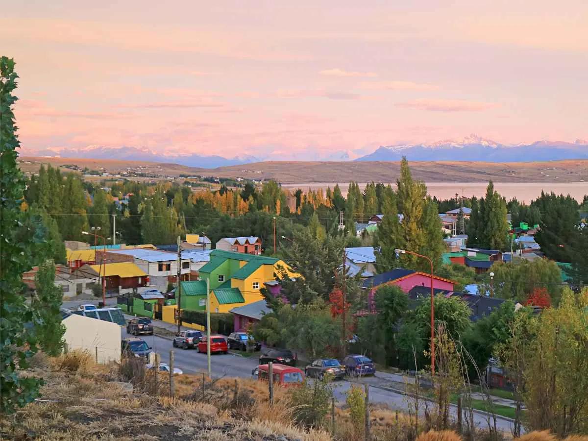 Fantastic Evening View of El Calafate Town on Lago Argentino Lak