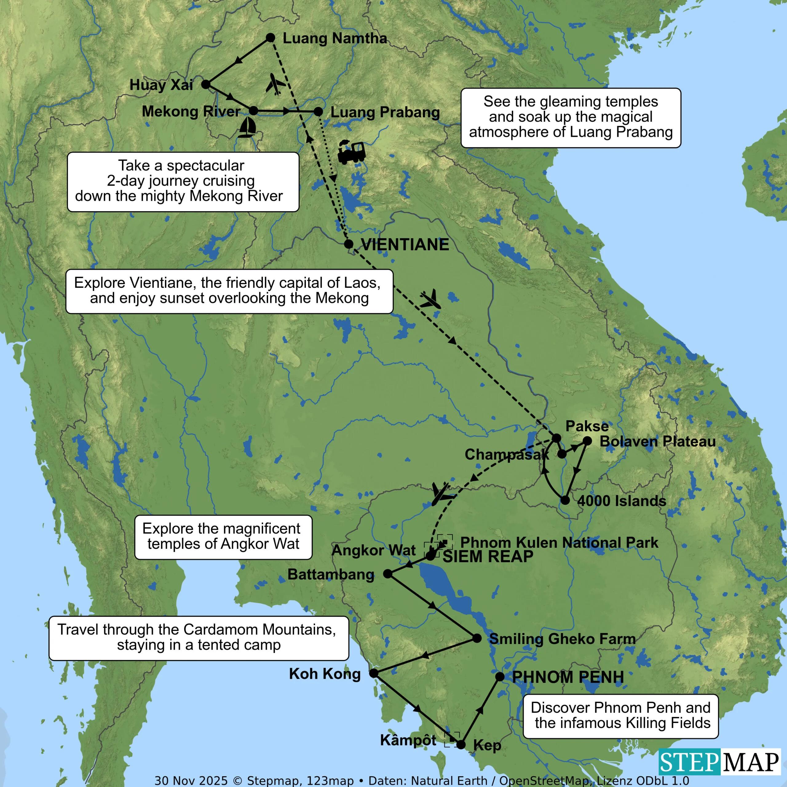 Laos Cambodia Map