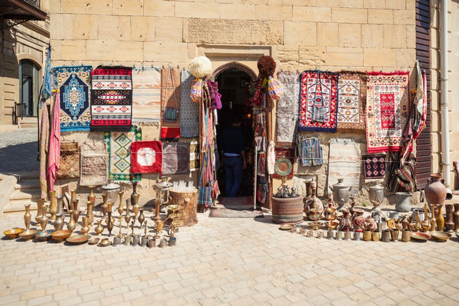 Souvenir market in the Old City in Baku