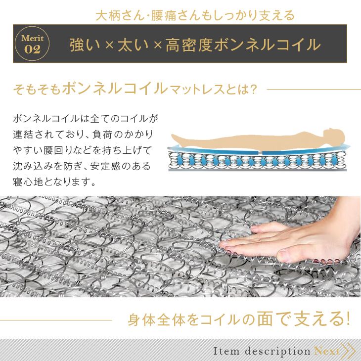 三つ折り 男のボンネルコイルマットレス 商品画像 6