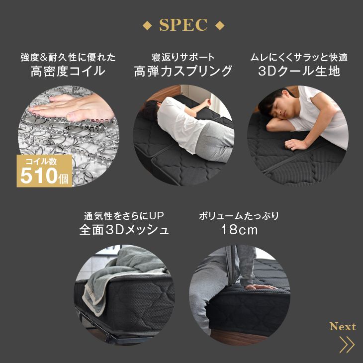 三つ折り 男のボンネルコイルマットレス 商品画像 3