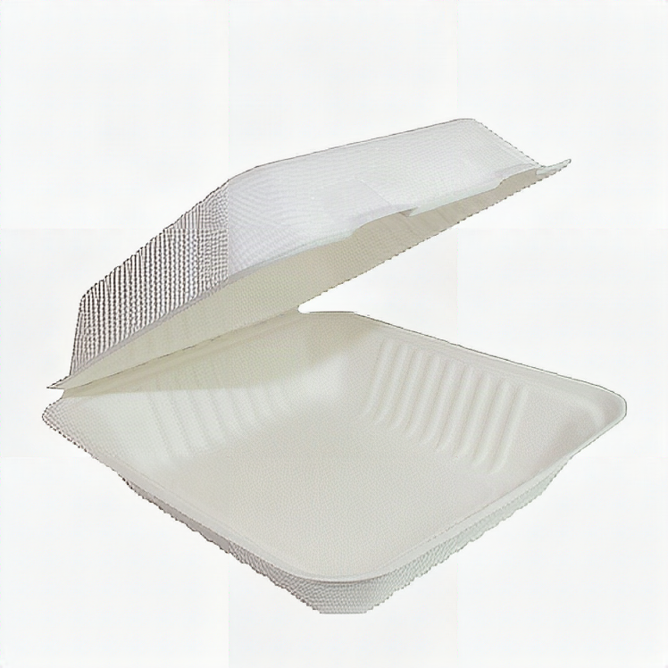 Compostable Hinged Container - Square 9" x 9" x 3"- 200/cs G30309
