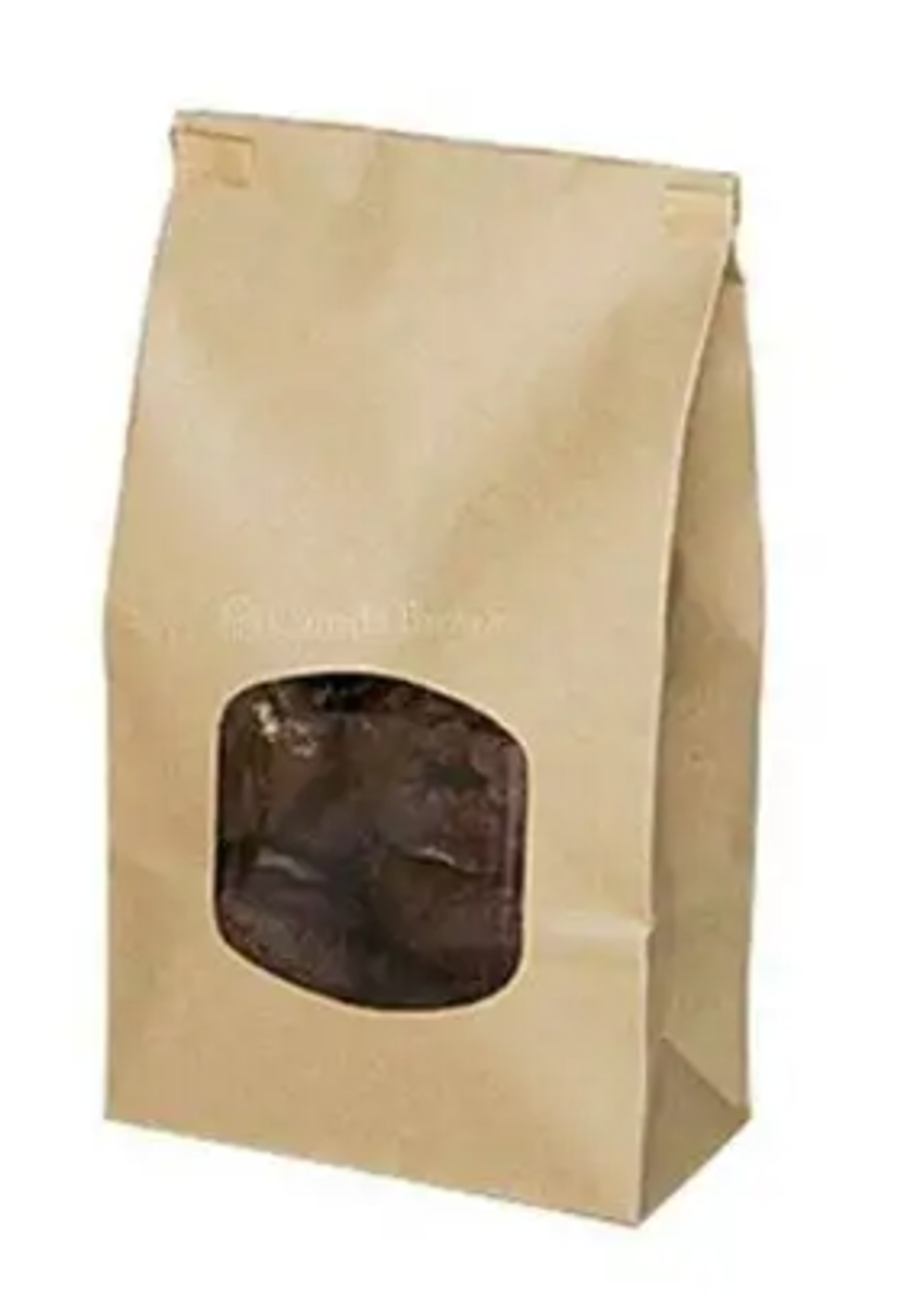 1LB Paper Stand Up Bakery Bag - With Window - With Tin Ties - 4.75" x 2.5" x 9.5" - 500/cs    300249