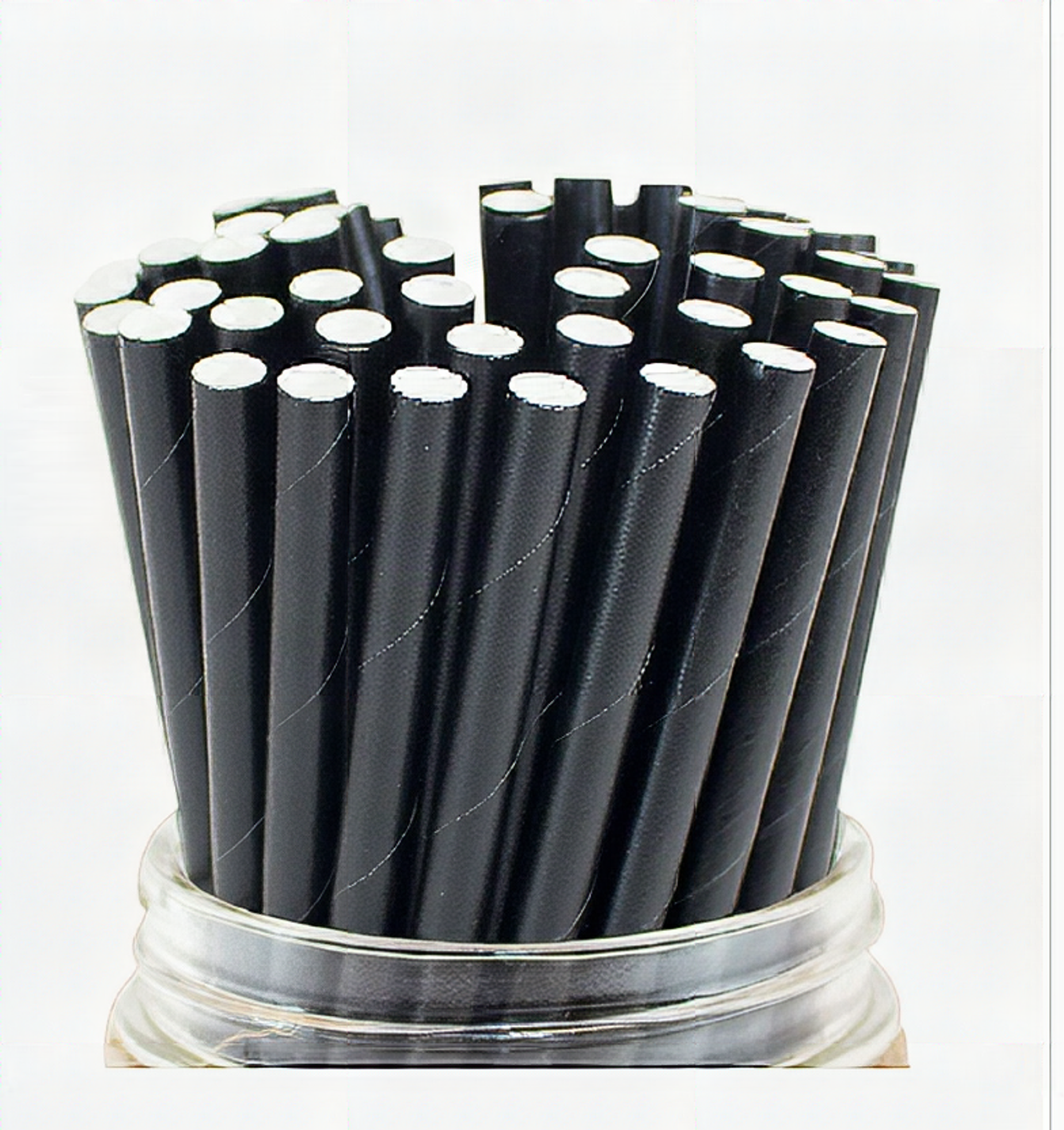 6" Straw Paper Cocktail Black Compostable 625/box   G57710  6mm