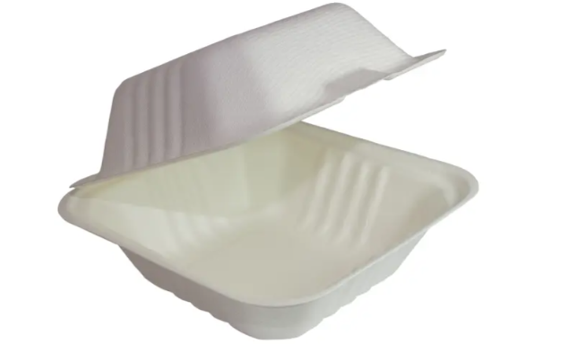 Compostable Hinged Container - Square 6" x 6" x 3"- 200/cs G30306