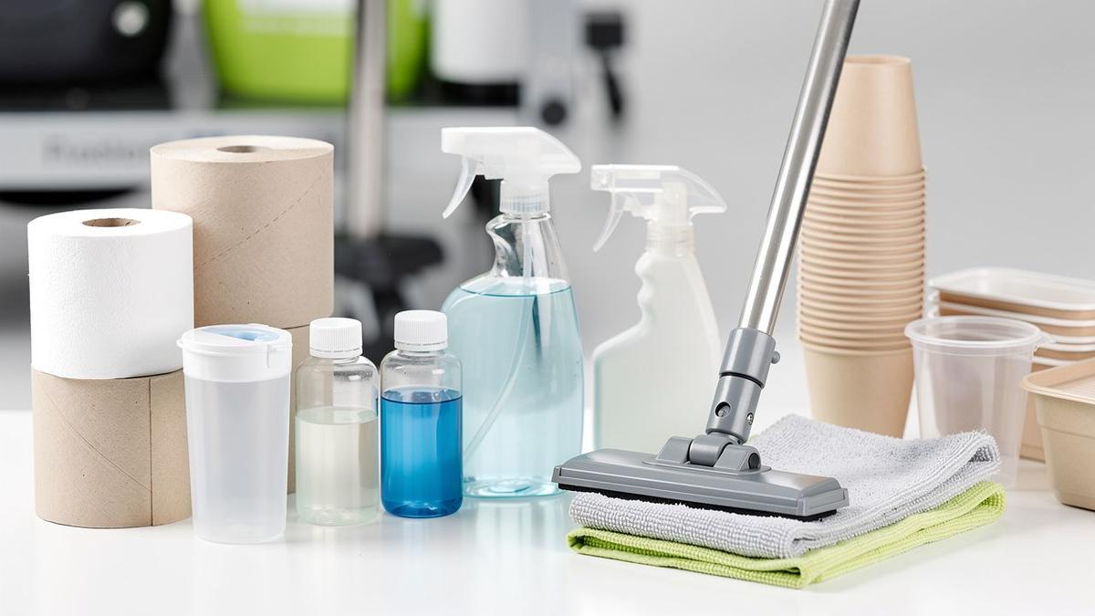 Paper products, chemicals and cleaning tools