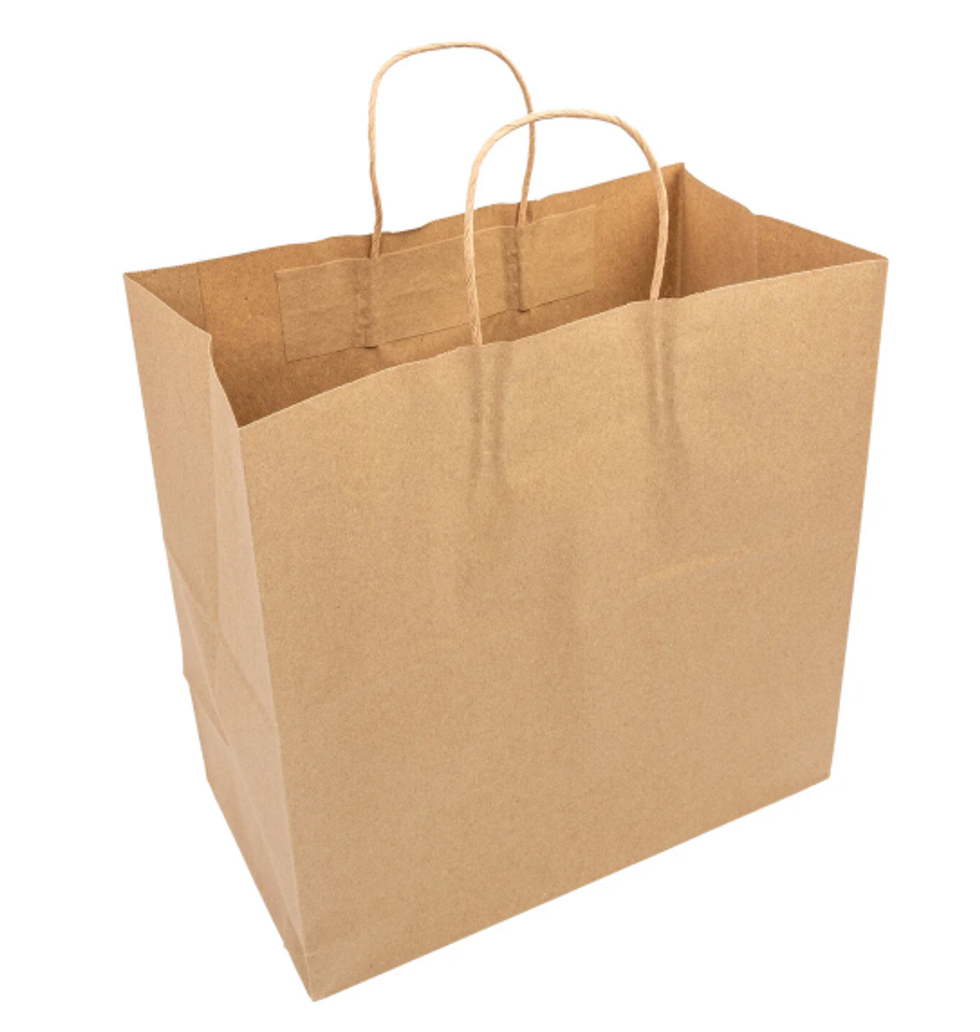 KRAFT BAG w/handle-  13" x 7" x 13" - 250/cs    PROMENADE