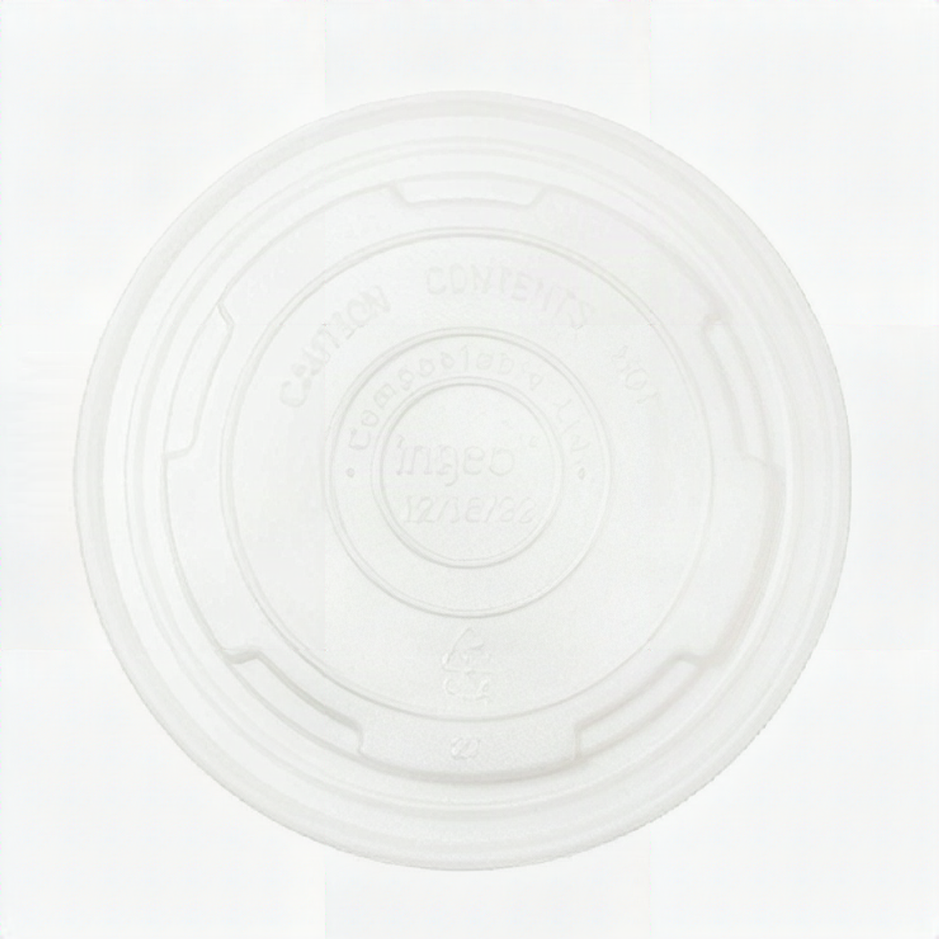12-32oz Soup Bowl LID Compostable Plastic Lid - VENTED - 500/cs  GALLI   76134
