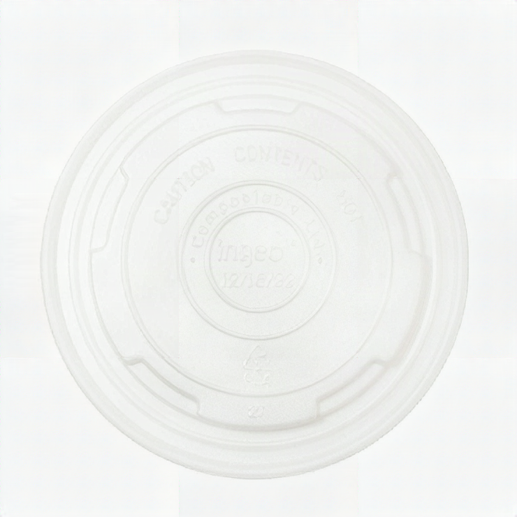 12-32oz Soup Bowl LID Compostable Plastic Lid - VENTED - 500/cs GALLI 76134