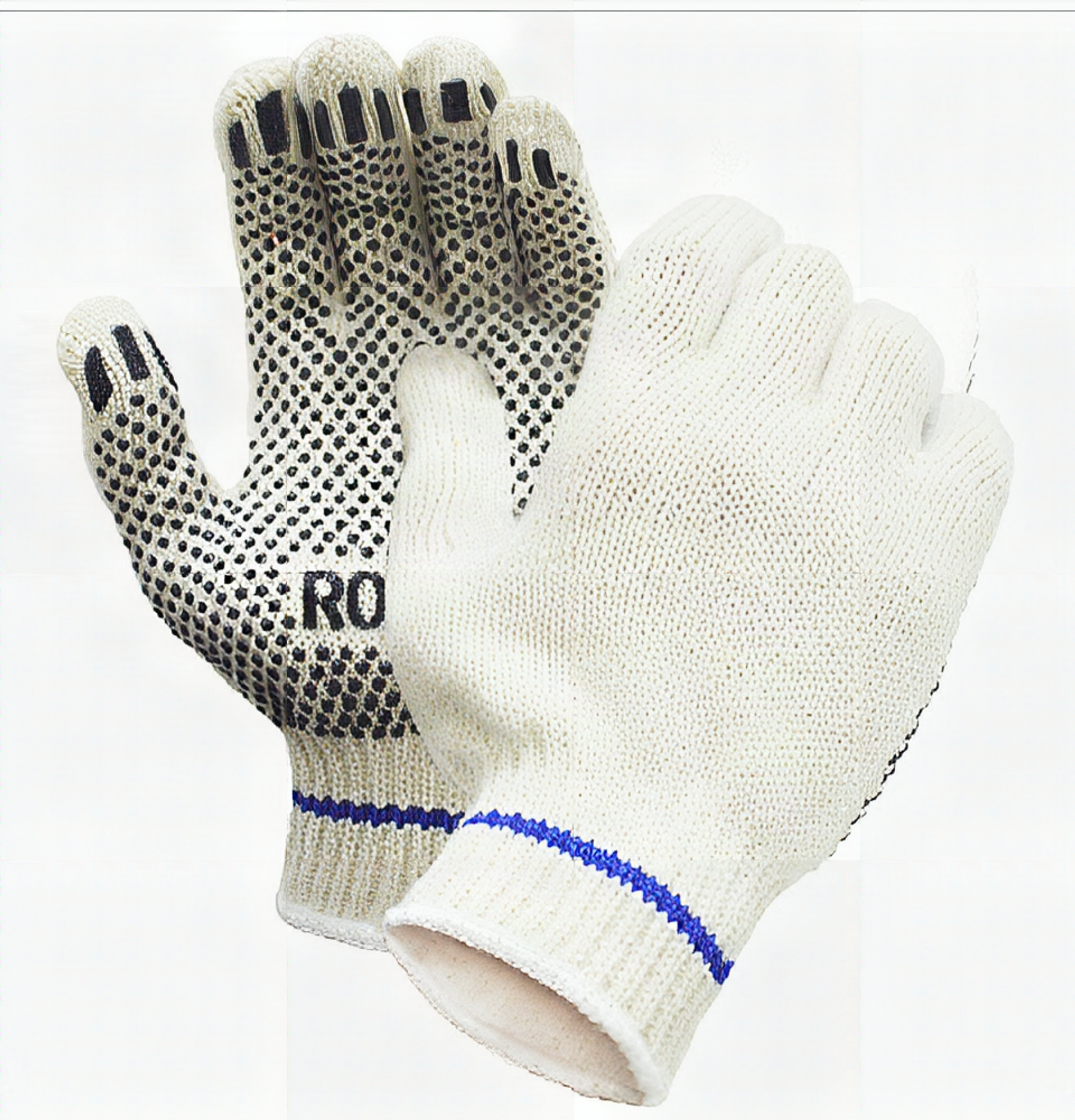 RONCO String Knit Cotton Glove with PVC Dots - MED -12 pair/bag    65-020-08