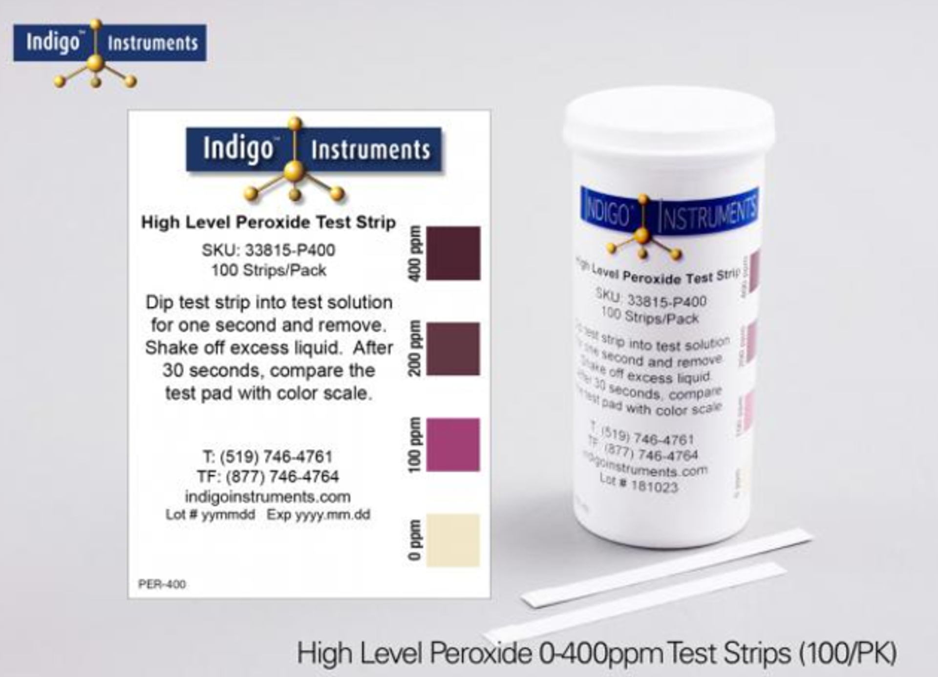 Peroxide Test Strips  0 - 400 ppm  (100)   33815-P400