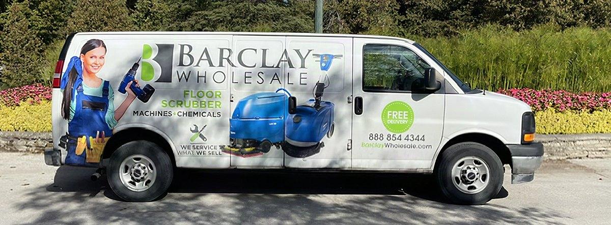 Barclay Wholesale service van, floor scrubber side