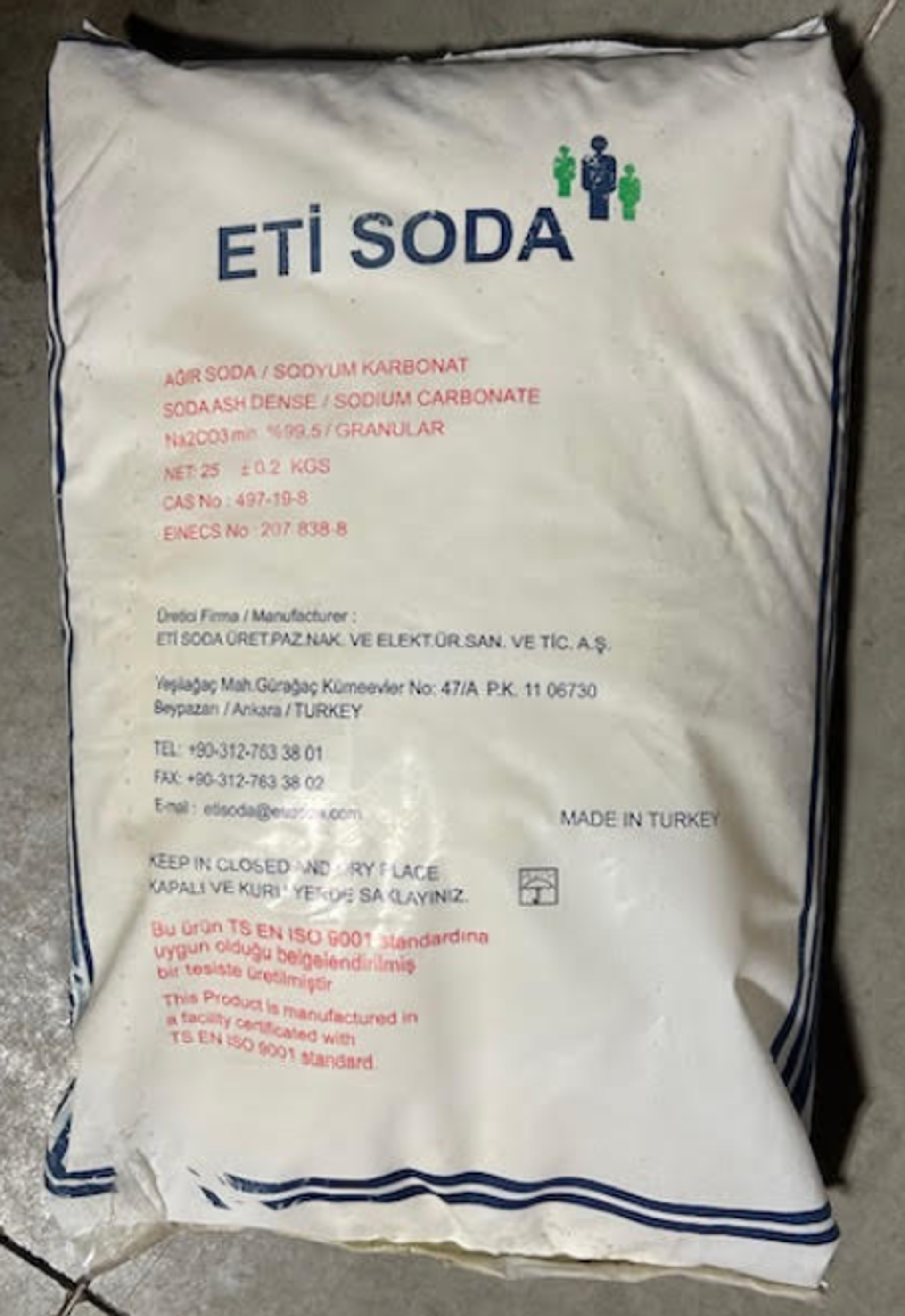 SODA ASH (Sodium Carbonate)  25 kg Bag   (raises PH)