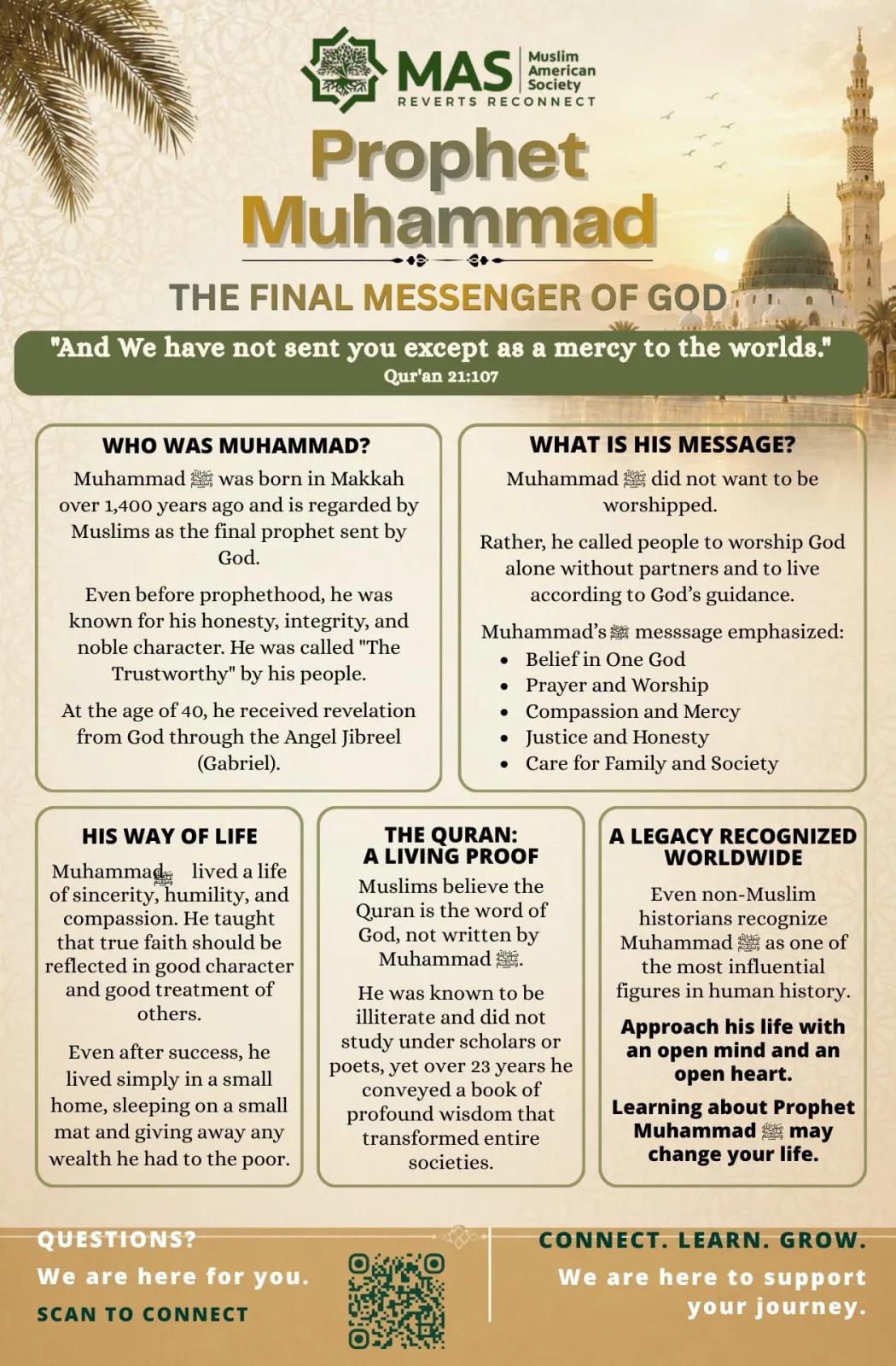 Flyer: Prophet Muhammad, the final messenger of God