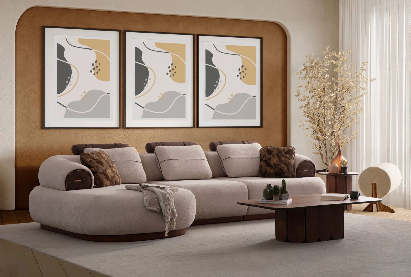 Divan qoshe me shezlong ROZE — Mobileria Tiara Home