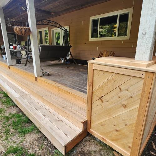 Benches and steps, pre-stain and paint