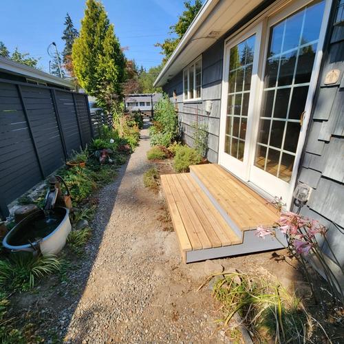 side deck in the context of the client's beautiful garden