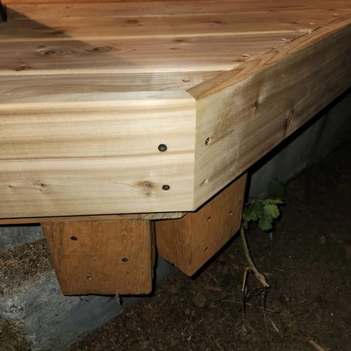 fascia corner joint made of decking boards