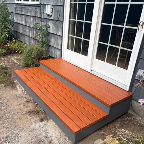 Side deck after staining and painting