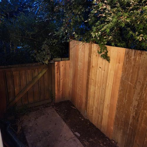 fence repair, pre-stain