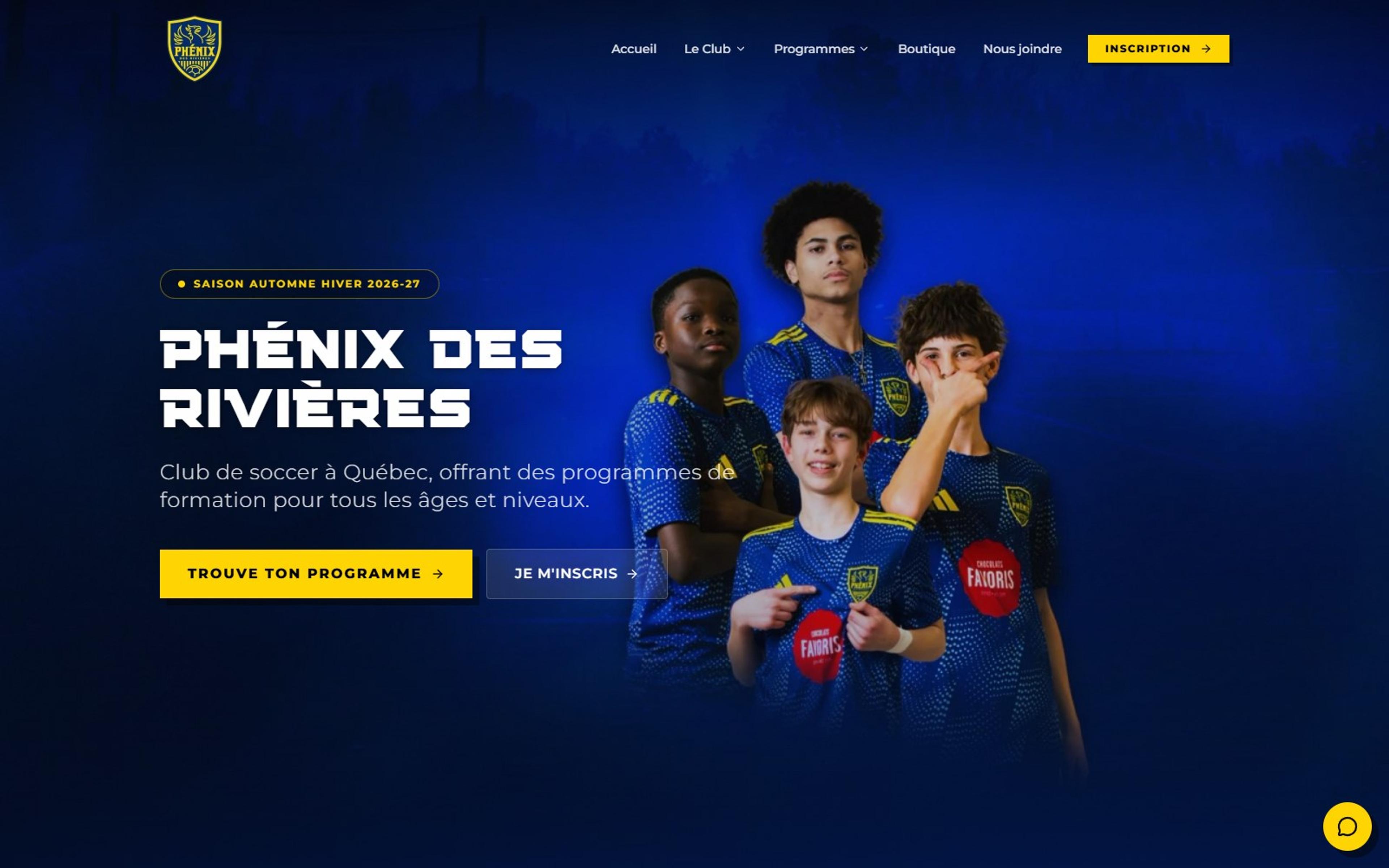 Page d'accueil du site du Phénix des Rivières