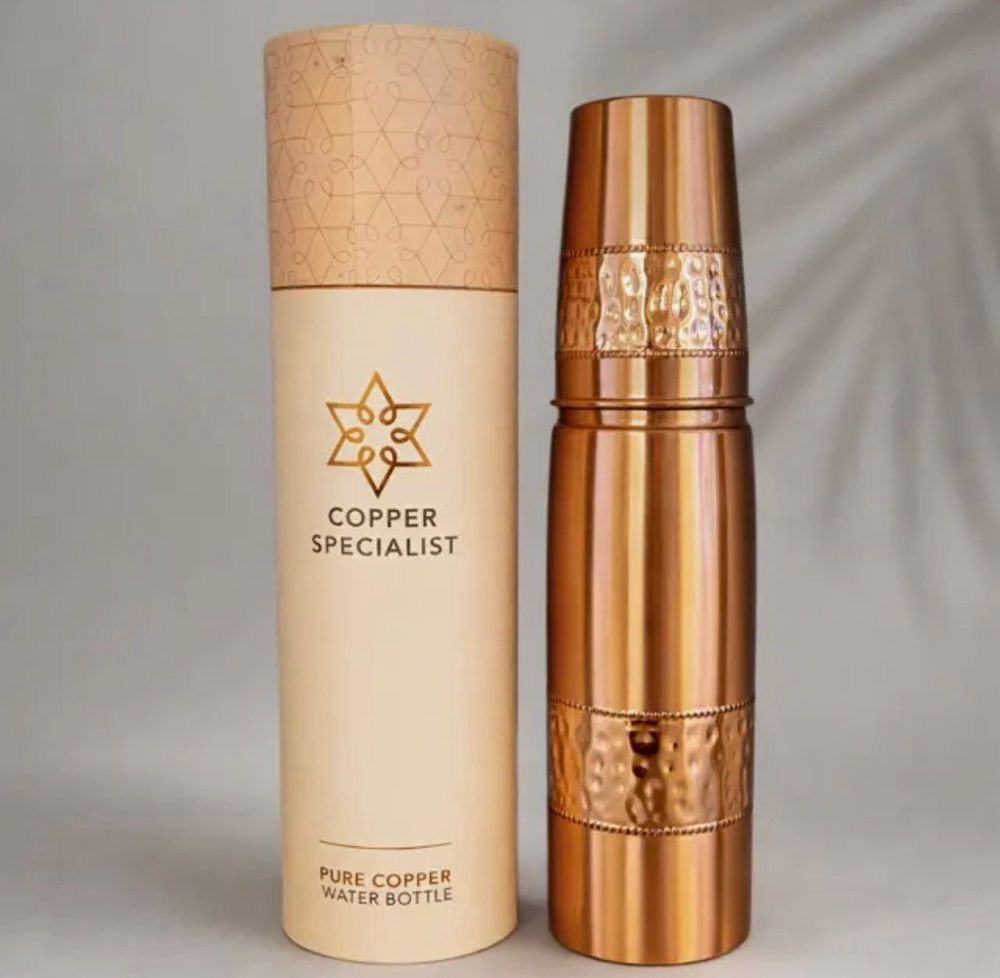 Pure Copper Water Bottle 950 Ml + Cup 300 Ml