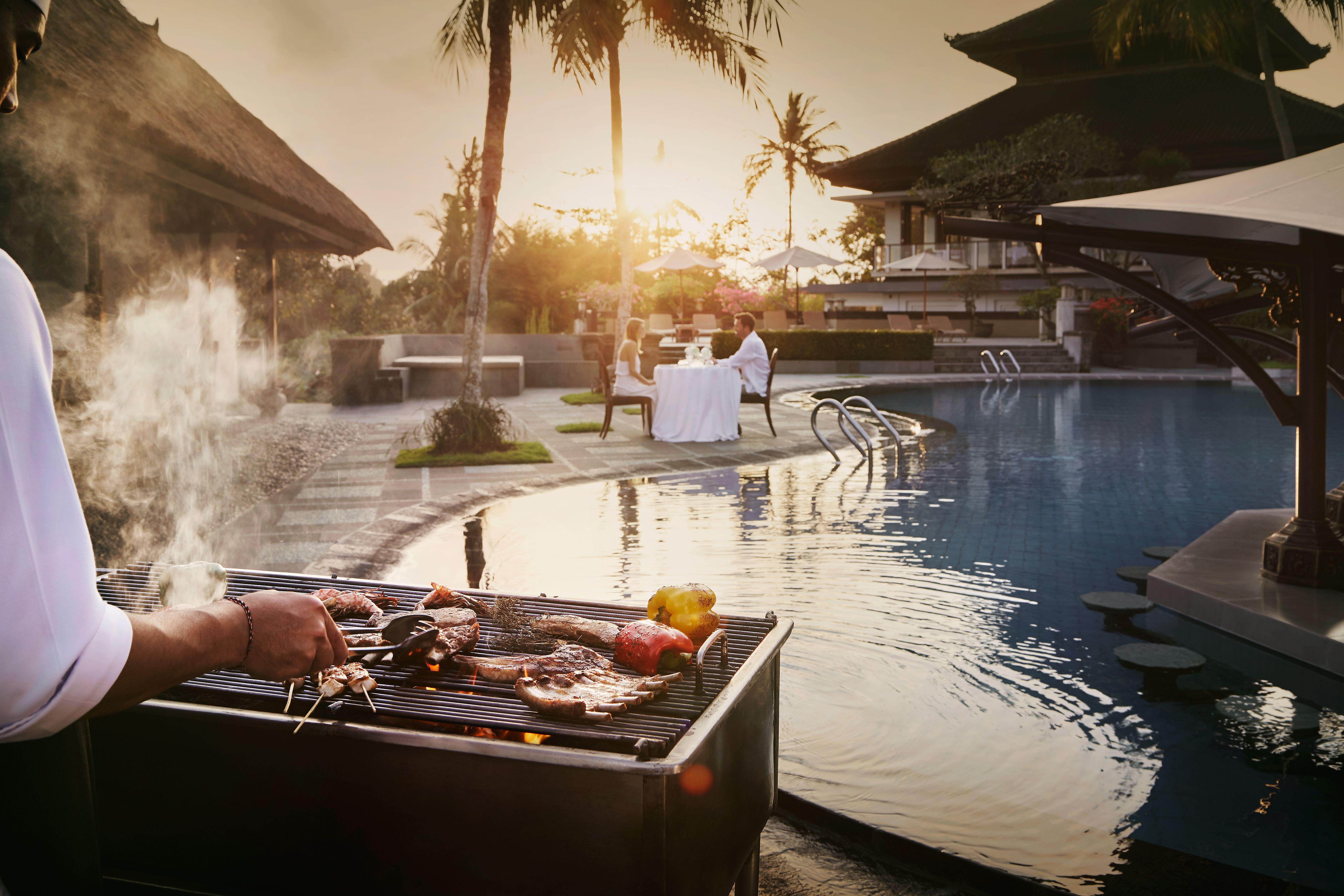 Sunset Barbecue Dinner by The Pool