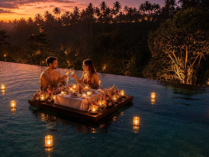 Romantic Floating Dinner in Ubud