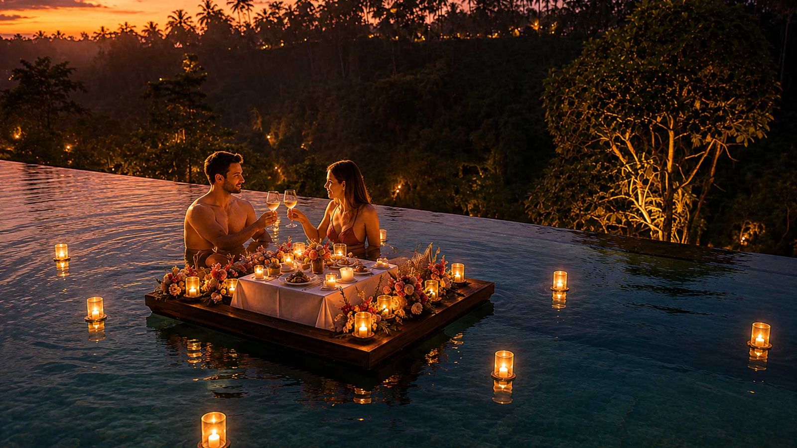 Romantic Floating Dinner in Ubud