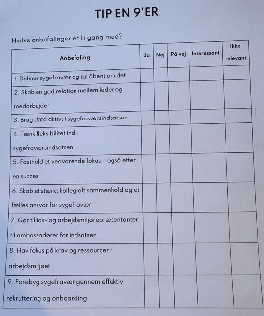 Tip en 9'er om sygefravær