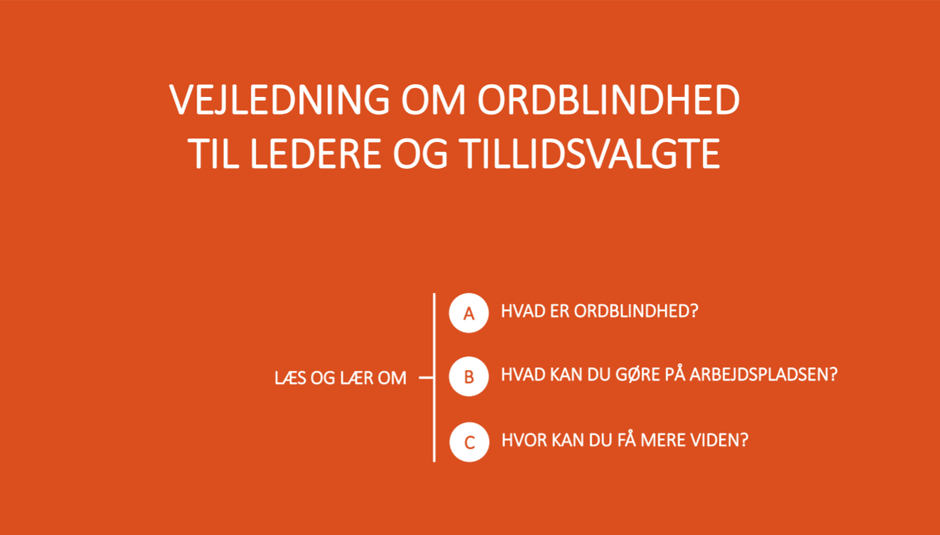 Vejledning om ordblindhed til tillidsvalgt og ledere