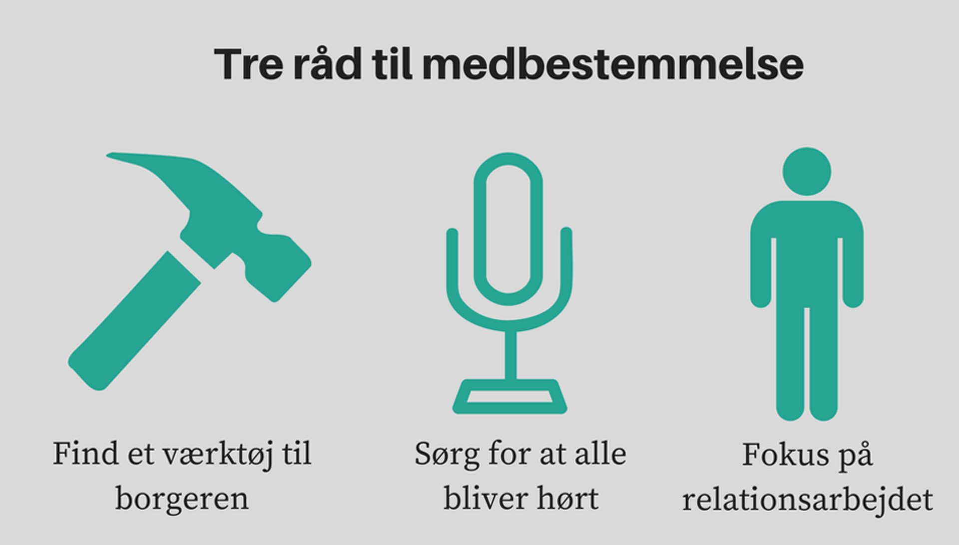 De tre råd til medbestemmelse