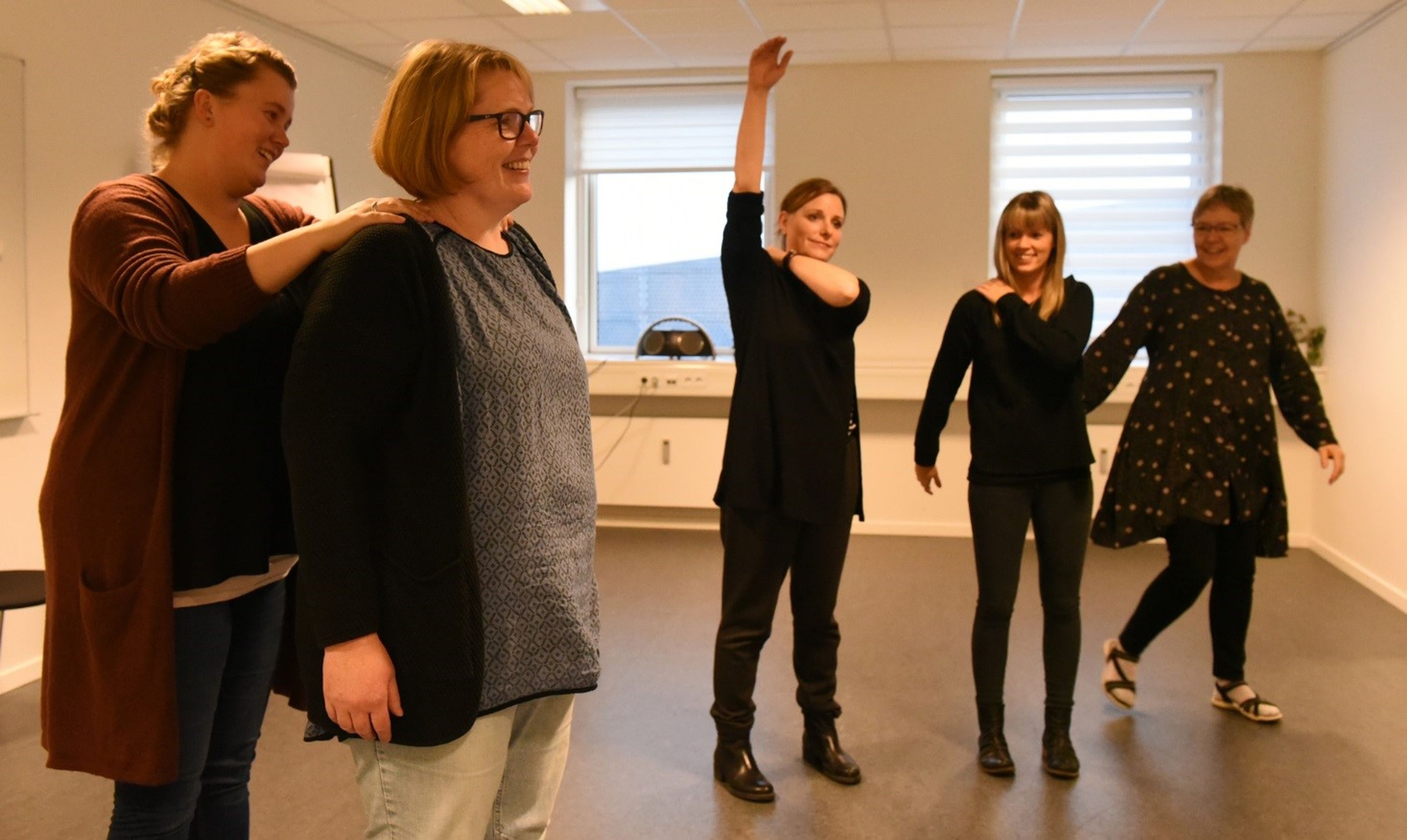 Ergoterapeut har undervist i øvelser.