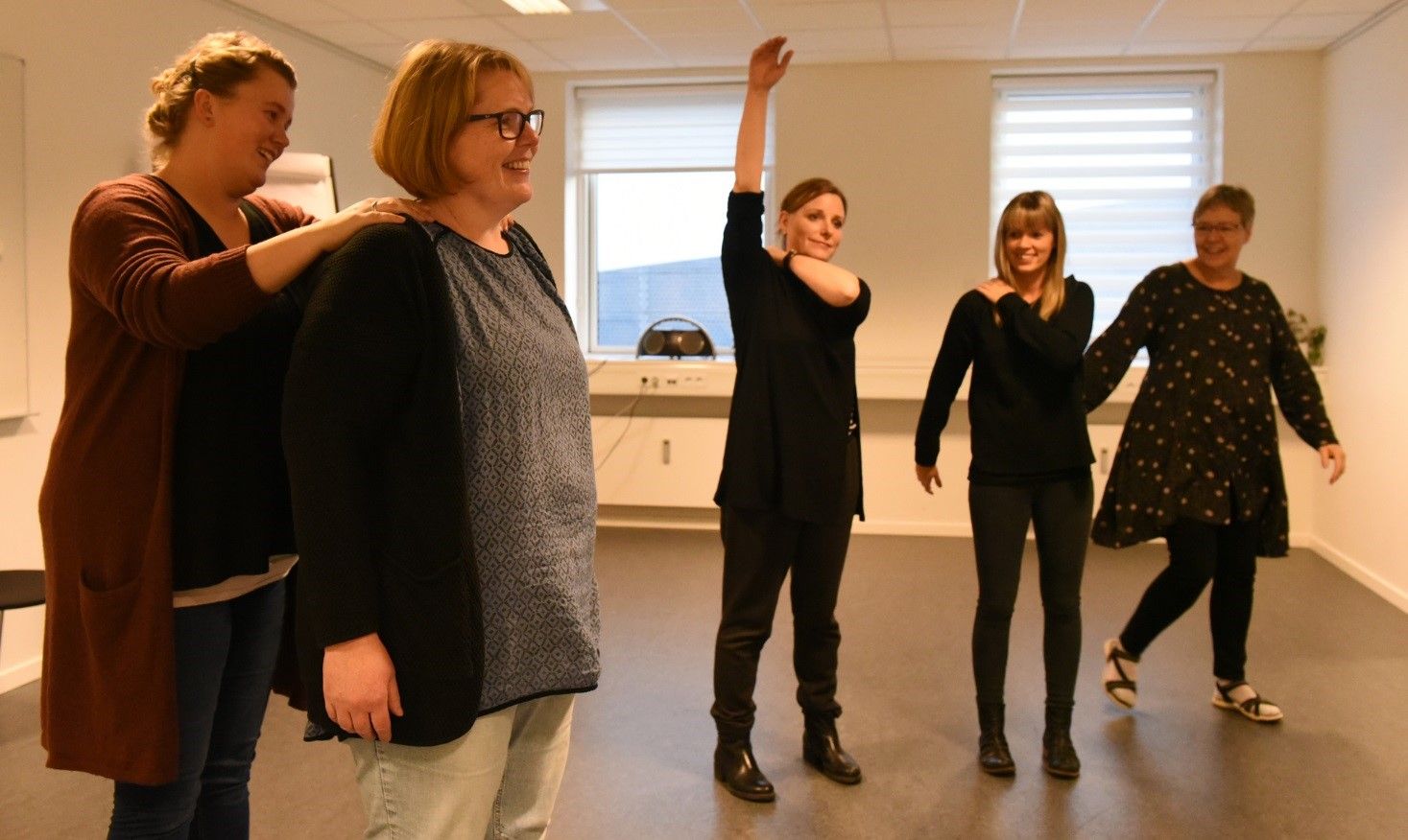 Ergoterapeut har undervist i øvelser.