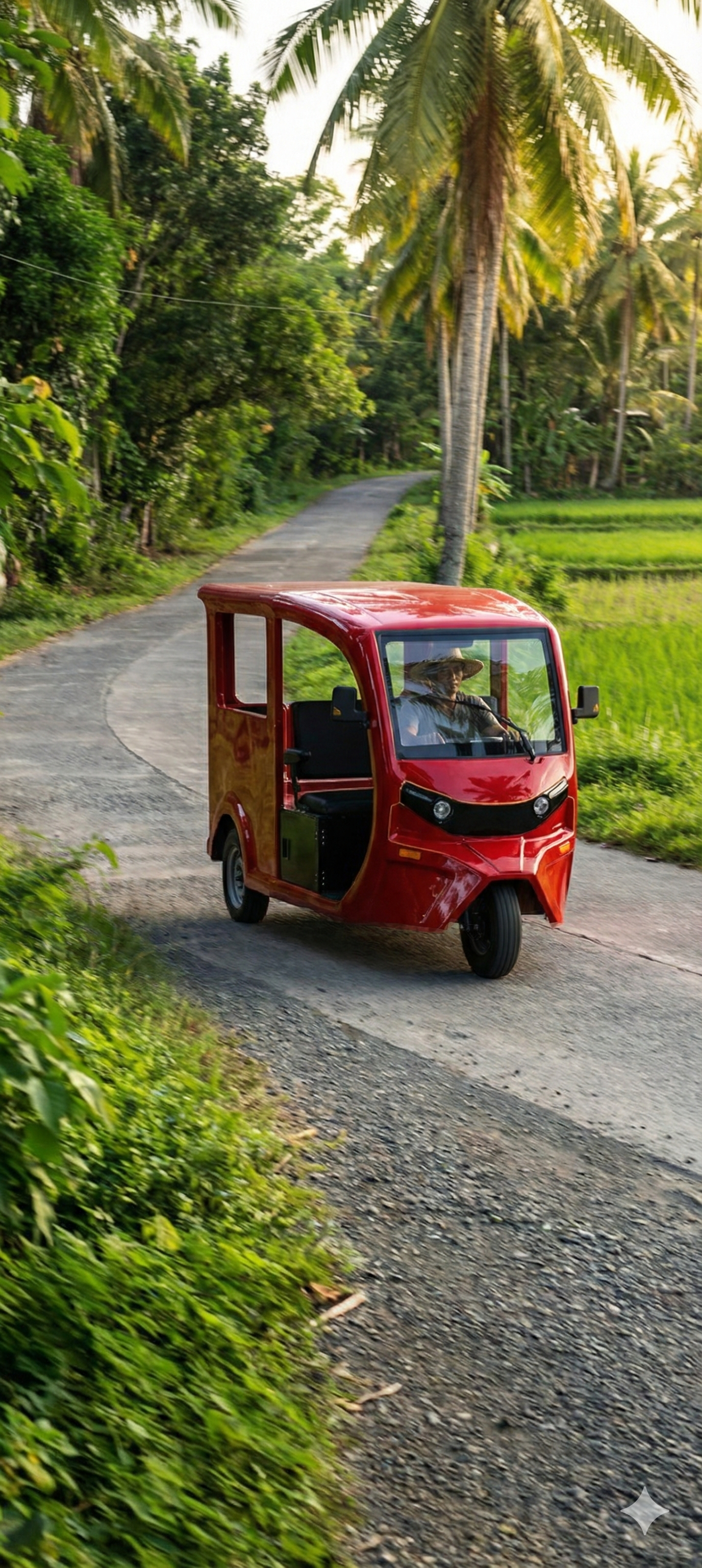 GEM model specification sheet with red e-trike image