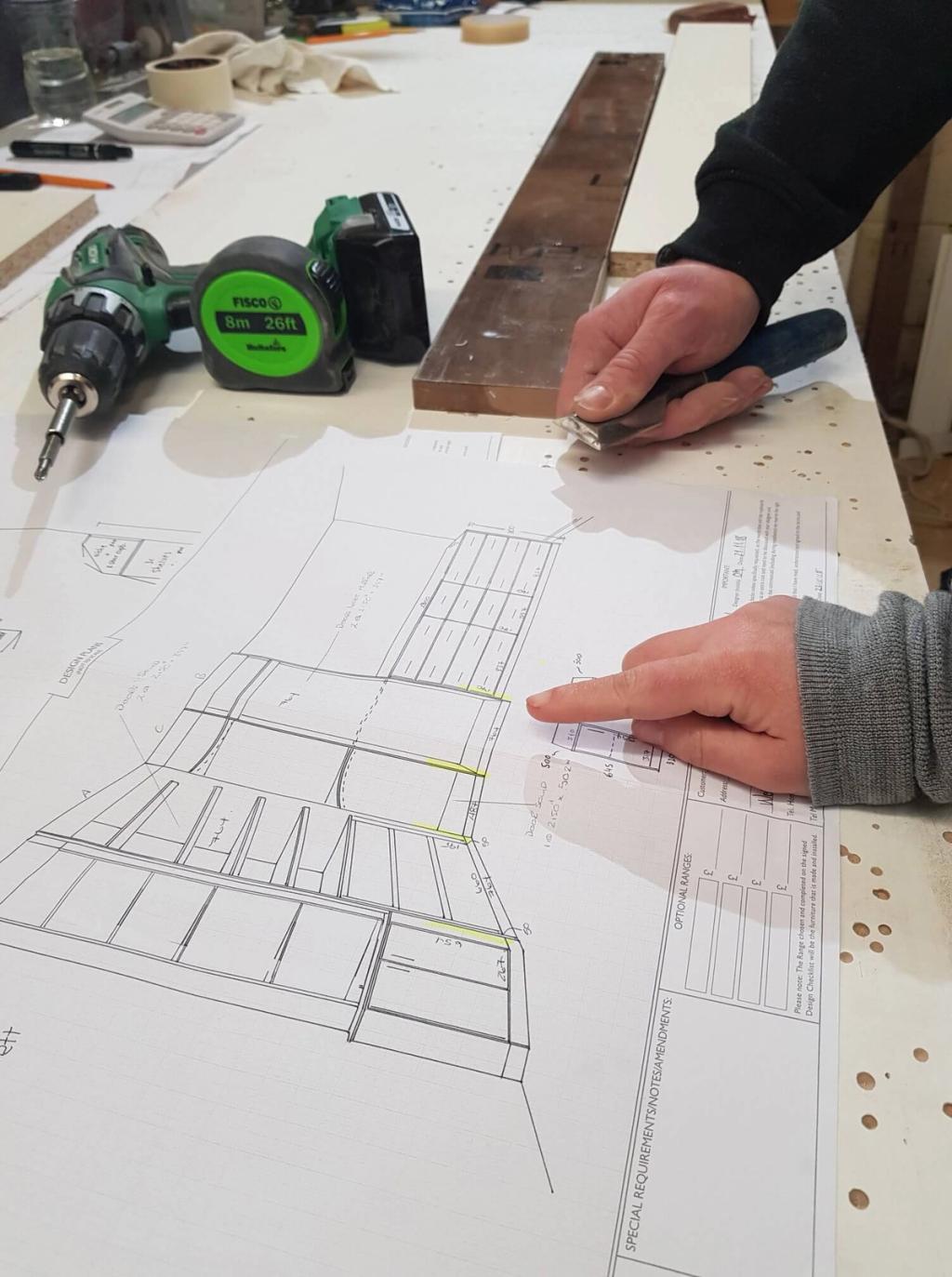 Bespoke cabinetry design drawing by Olive and Wilde Interiors