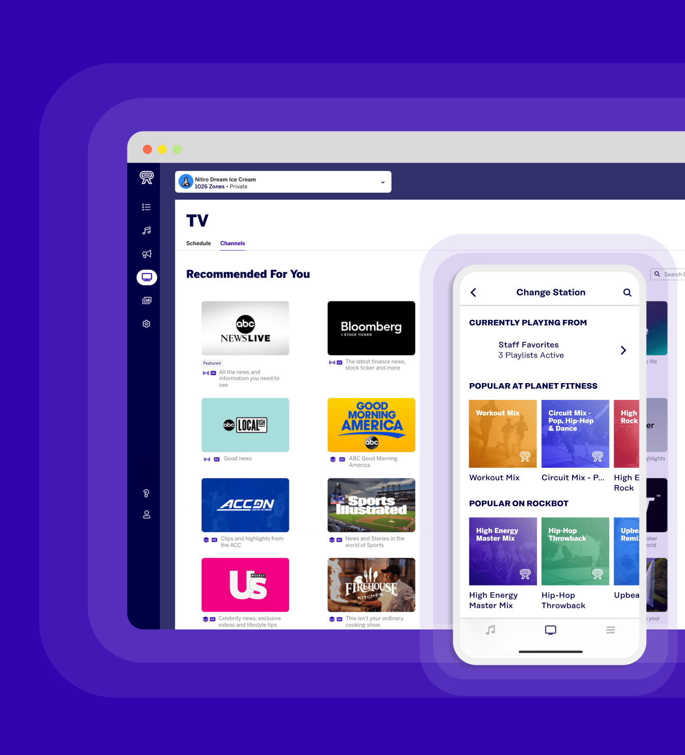 Rockbot dashboard and Rockbot Remote app UI screenshots