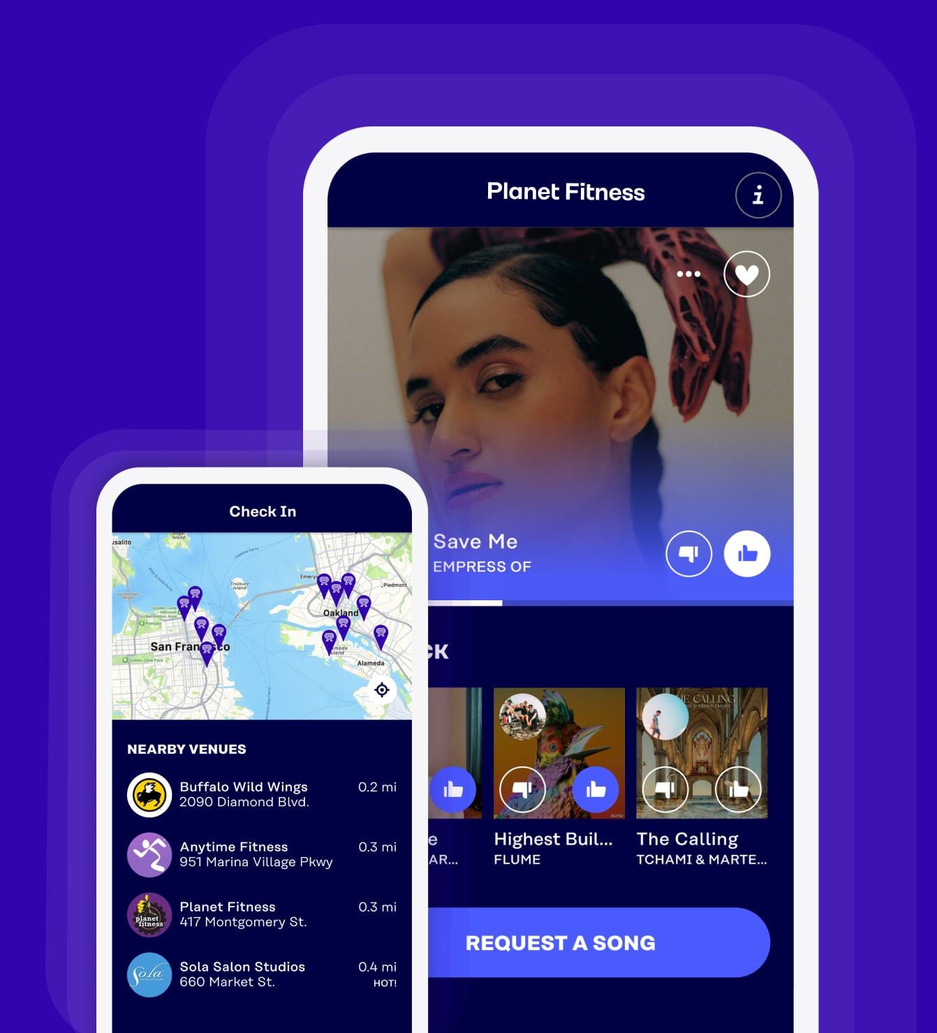 Screenshots of the Rockbot Request app interface