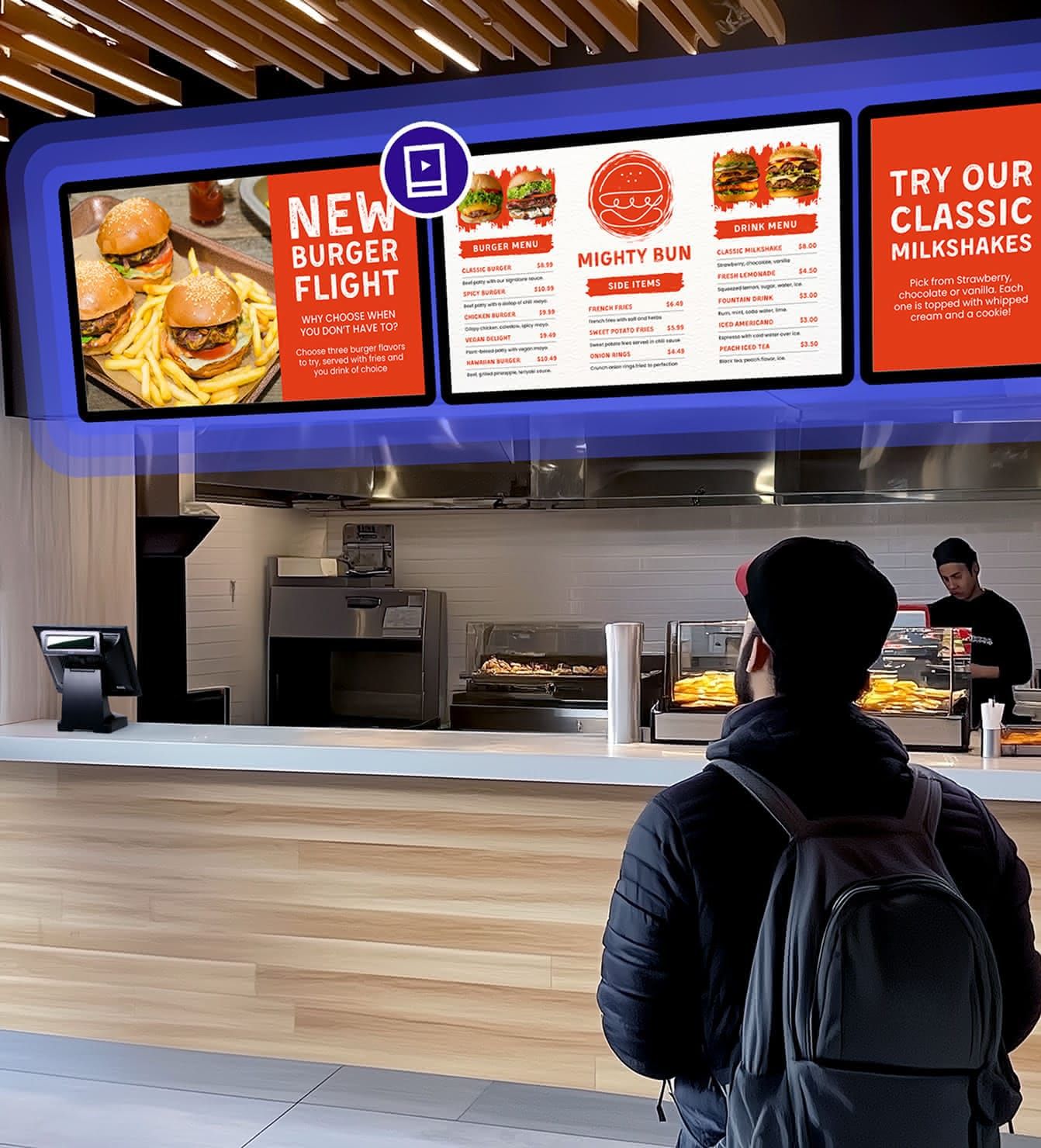 Restaurant digital menus powered by Rockbot dynamic digital signage for business