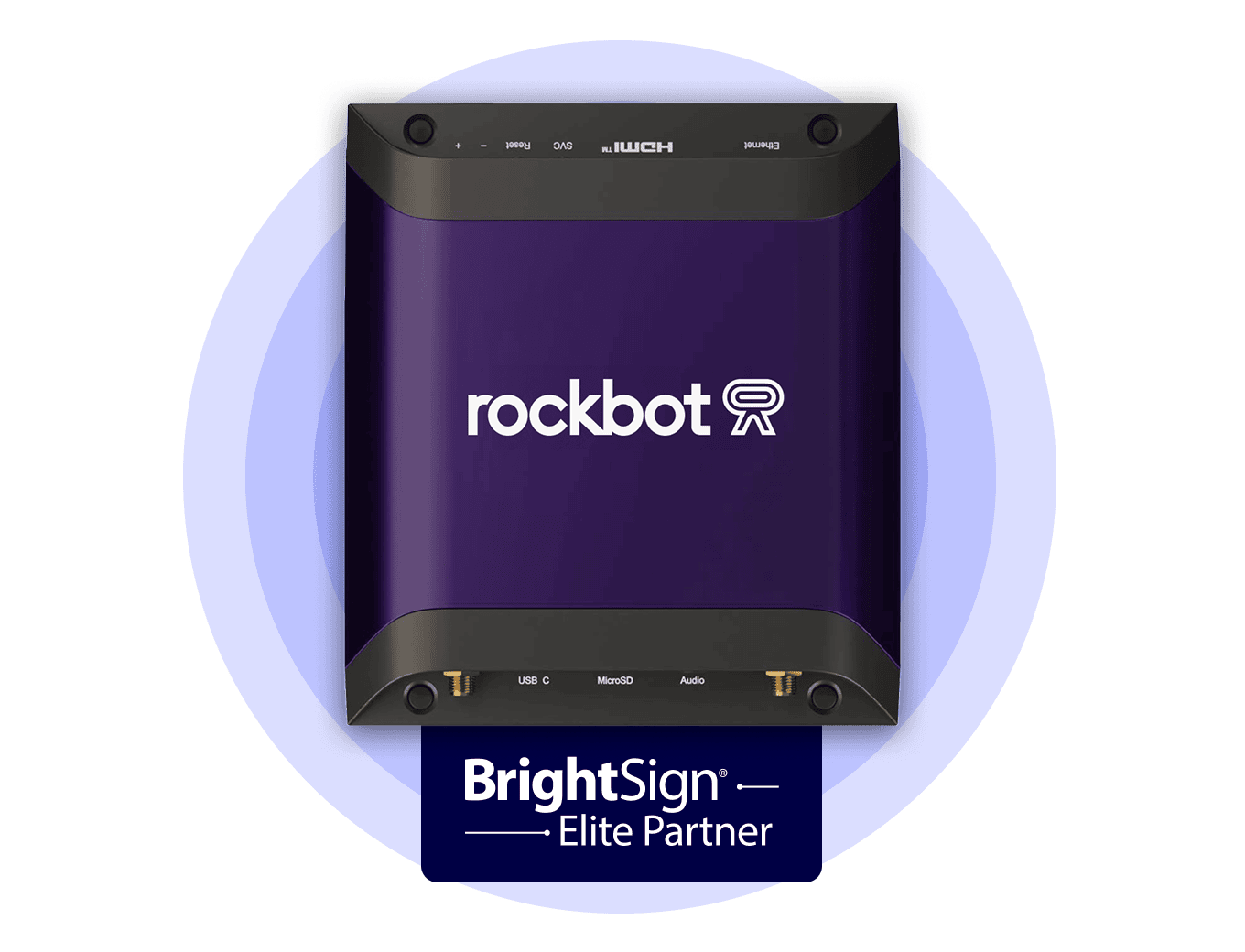 Rockbot Media Player – BrightSign-powered device for reliable business music, TV, and digital signage.