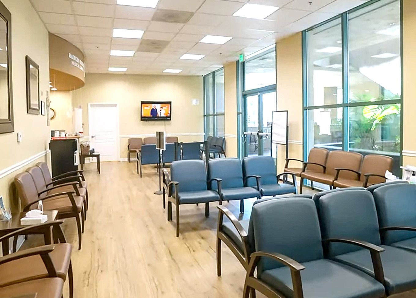 Rancho Family Medical Group lobby with reception desk and patient seating area