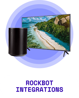 Rockbot’s platform works with your existing TV, speaker, or AV system to enable signage and audio