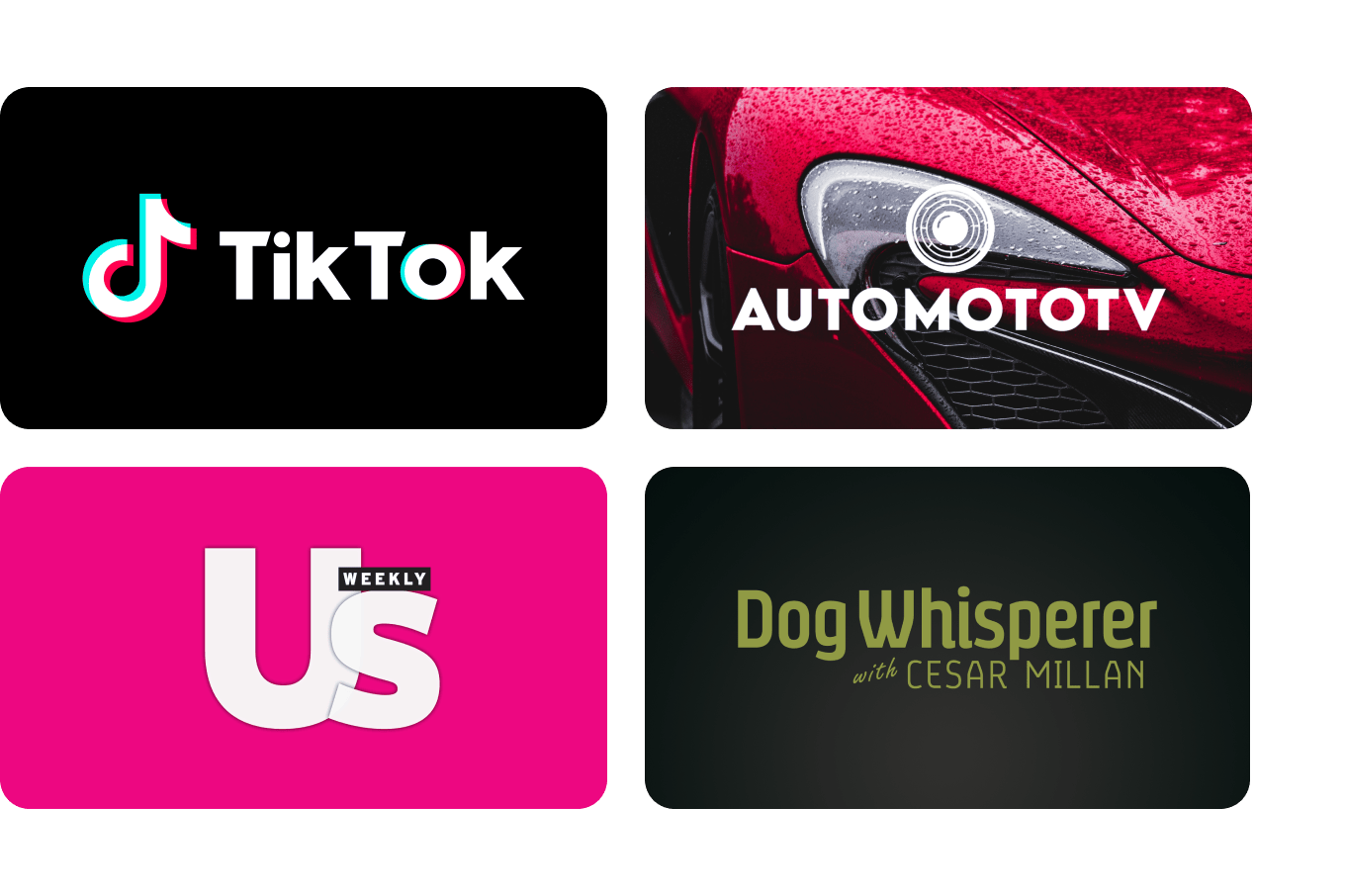 A selection of Rockbot entertainment channel options