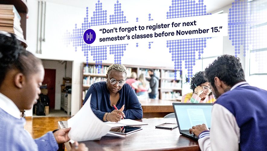 Audio message reminding students to register for classes before November 15