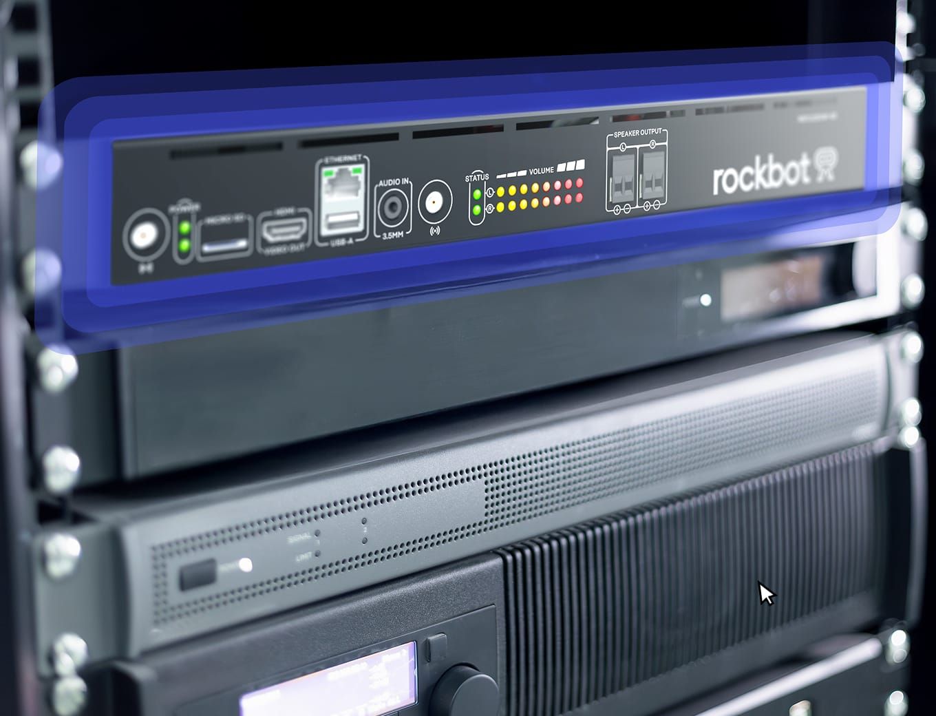 Rockbot Smart Amp – all-in-one commercial amplifier with built-in media player for simplified installs and centralized audio control.