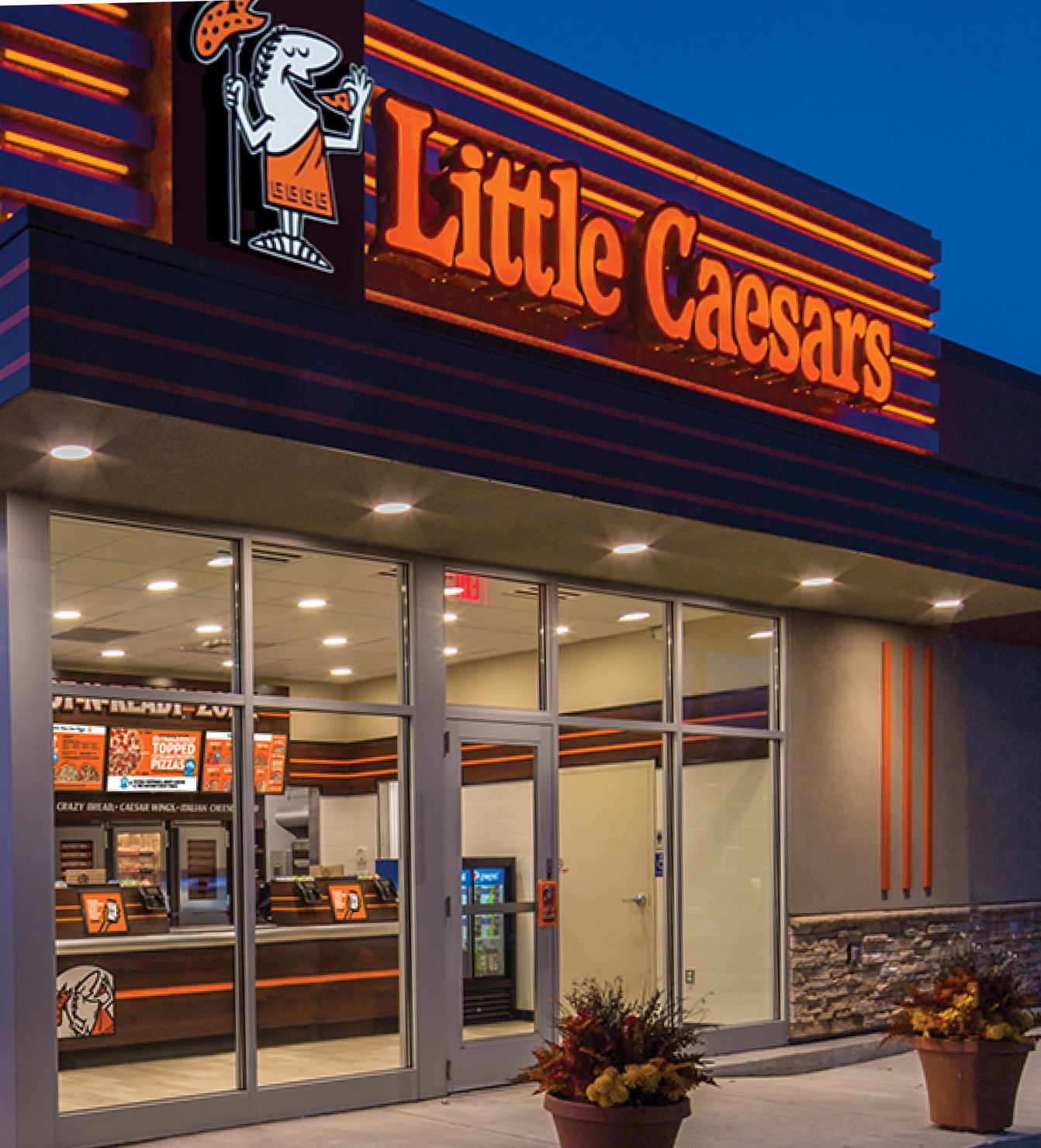 Little Caesars Storefront with Rockbot Menu Boards inside