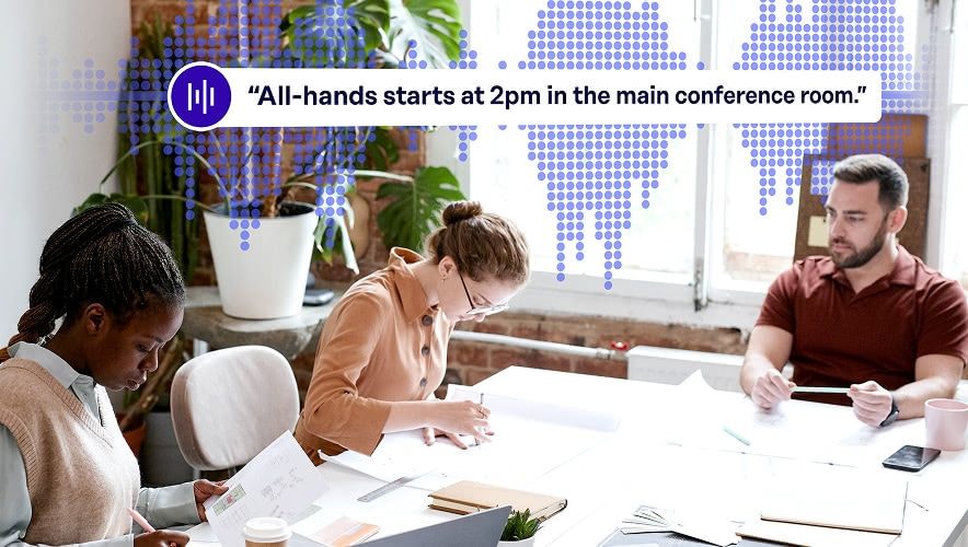 Audio messaging announcement in a corporate office conference room