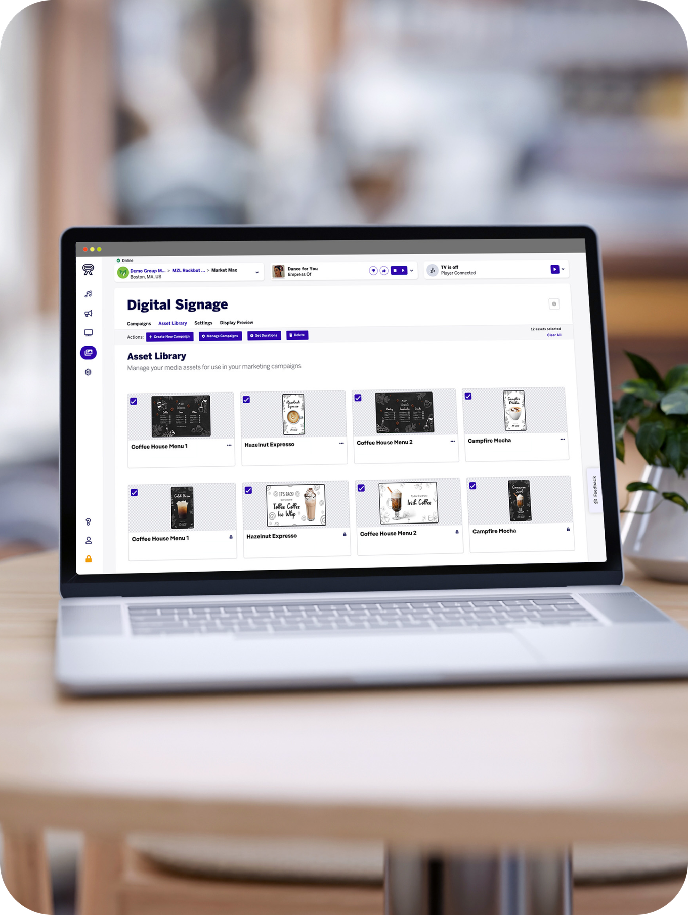 Laptop screen showing the Rockbot menu interface
